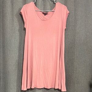 Elegant Pink Cap Sleeve Tunic Dress